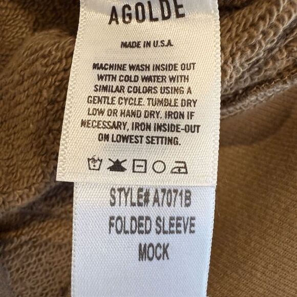 NEW! AGOLDE Folded Sleeve Mock Neck Sweatshirt Serpentine Tigress Stripe Size XS - Picture 9 of 13